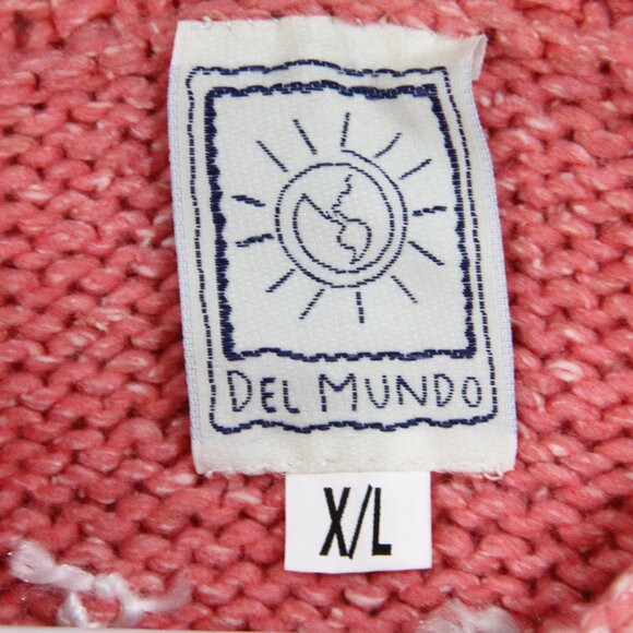 Women Chunky Knit Cardigan Sweater Hand knit Large XL Del Mundo Vintage Heavy - Picture 4 of 11